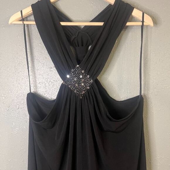 Lane Bryant Black Halter Tank Top sz 22 with sequins and glass beading feminine - Picture 3 of 9